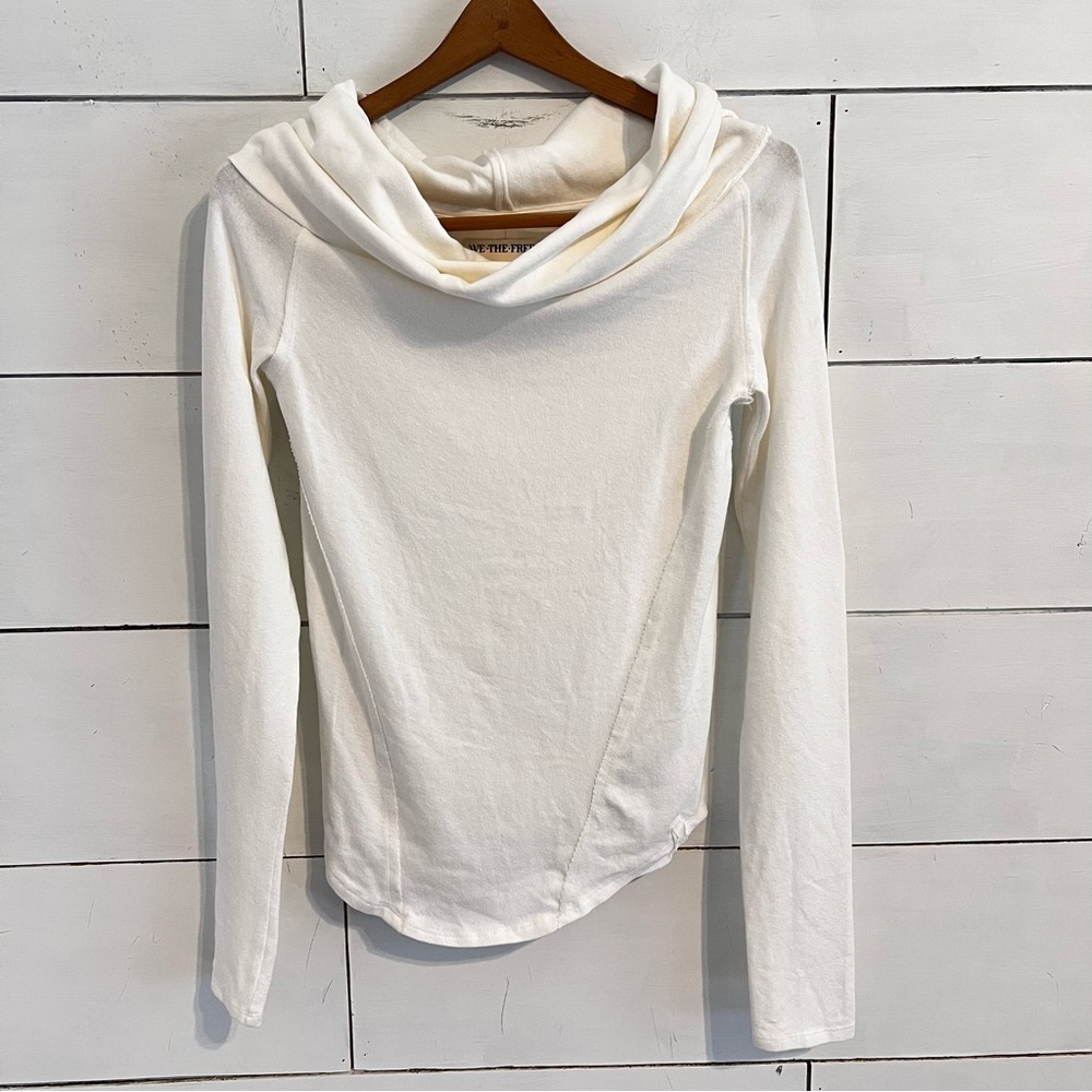 Free People Ivory Long Sleeve Cowl Neck Top. Size Medium. New Without Tags.